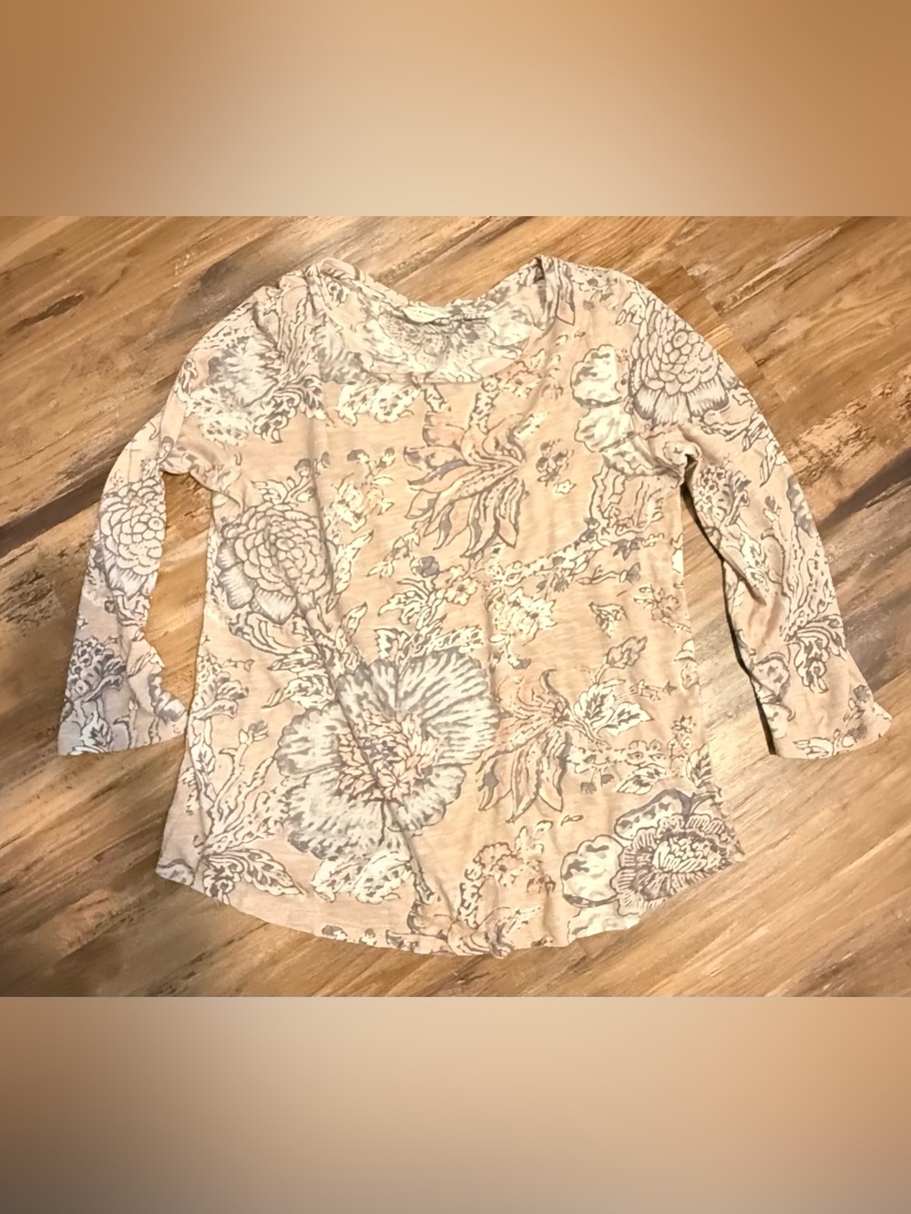 Lucky Brand Blush Pink Floral Elbow-Sleeve Tee